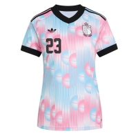 Camiseta Bélgica Michy Batshuayi #23 Segunda Equipación Replica Mundial 2026 para mujer mangas cortas